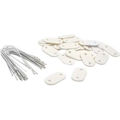 NATURE Set de 26 fixations pour mailles - Ecrans et canisses plastique - Blanc - Attache + brin 14 cm fil de fer plastifie