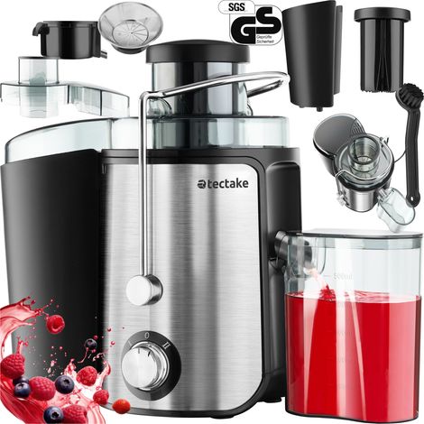 Tectake – Extracteur de jus 600 W – Capacité 500 ml – Moteur puissant avec protection contre surchauffe – Lames tranchantes pour fruits et légumes (1/5)