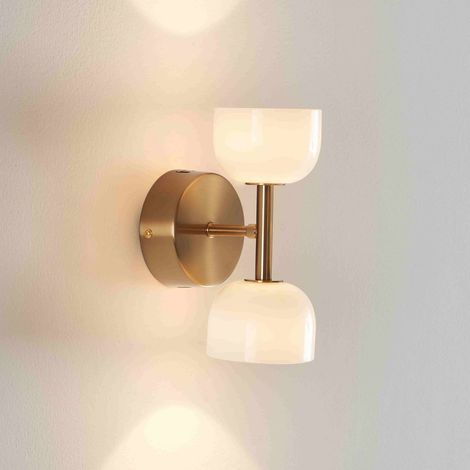 Applique LED laiton à deux globes opalins en verre - Nysséa