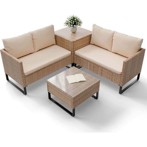 [GEBRAUCHT] B-Ware Gartenlounge Santorini modulare Polsterlounge für 4 Personen inkl. Kissenbox (1/2)