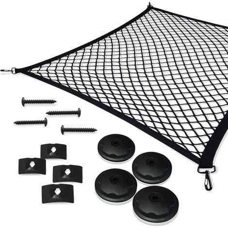Car luggage net 110x60 cm – Elastic nylon – Secures your belongings and pets – Quick installation without drilling (1/5)
