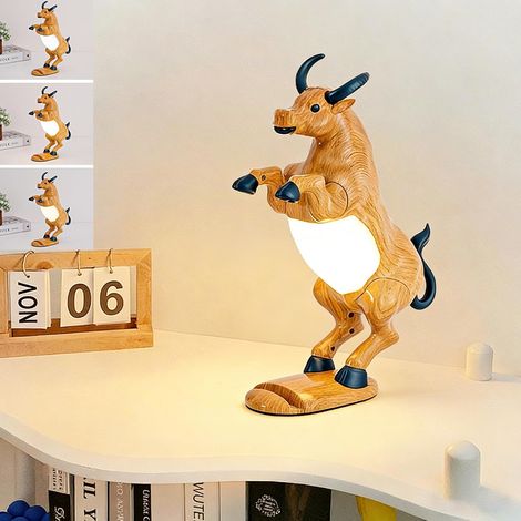Veilleuse tactile vache tricolore à intensité variable, avec télécommande, minuterie, décoration intérieure, aromathérapie, cadeau, camping, chambre, bureau (1/5)