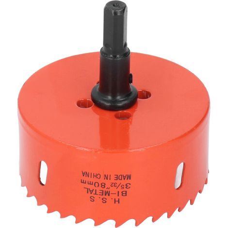 Diese 80-mm-Lochsäge verfügt über schlagfeste, gezahnte Sägeblätter und kann Holz, PVC und weiche Metallplatten schneiden. (1/5)