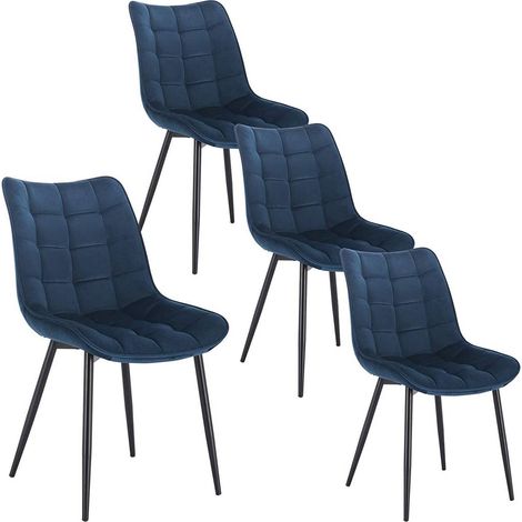 set 4 sedie eleganti in velluto ideali per studio o sala da pranzo vari colori colore : Blu (1/4)