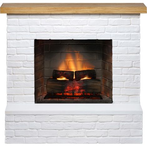 TAGU Cheminée électrique connectée 1400W - ROLF Powerflame 2 - effets flammes 3D, et crépitement - blanc