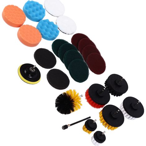 Lot 5 Brosse de Nettoyage à Polir pour Perceuse, Éponge Abrasive à Mandrin Hexagonal 1/4in, Accessoire Puissant pour Décapage et Récurrage (1/5)