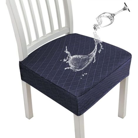 Set of 6 navy blue stretch dining chair covers, 35 x 35 x 5 cm (1/5)