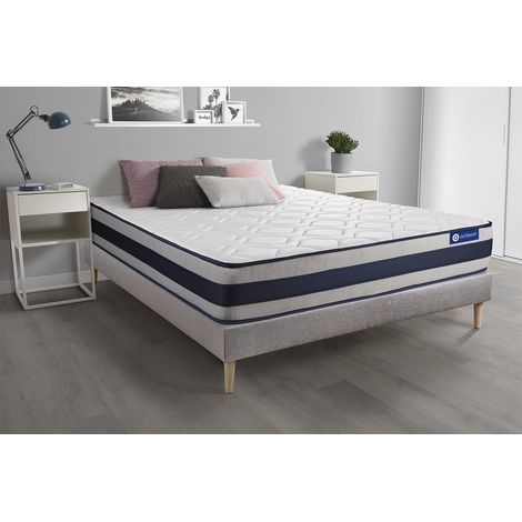 Ensemble matelas Mémoire de forme ACTIMEMO ERGO 140x190 cm Maxi épaisseur 5zones de confort + sommier KIT gris (1/5)