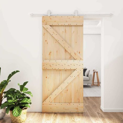 vidaXL Porta scorrevole Naturale e Bianco 90 x 210 cm