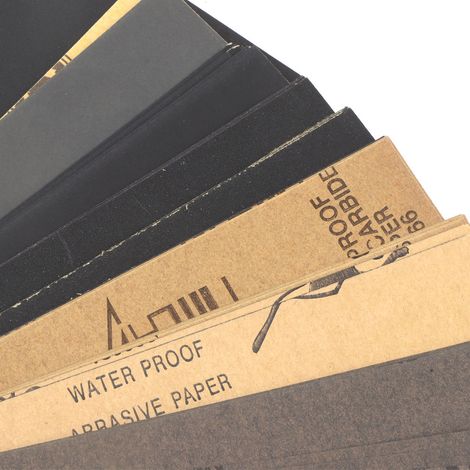 Lot de papier de verre abrasif imperméable sec et humide feuilles de ponçage polissage 93x230 mm 90 pièces (1/5)
