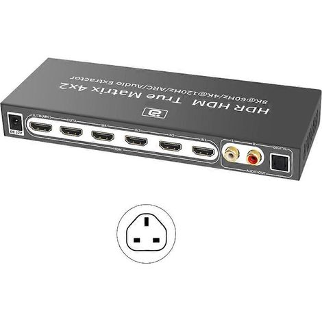 Extracteur de matrice de commutation HDMI 2.1 8K-4K 4x2 avec convertisseur audio compatible CEC HDMI (1/5)
