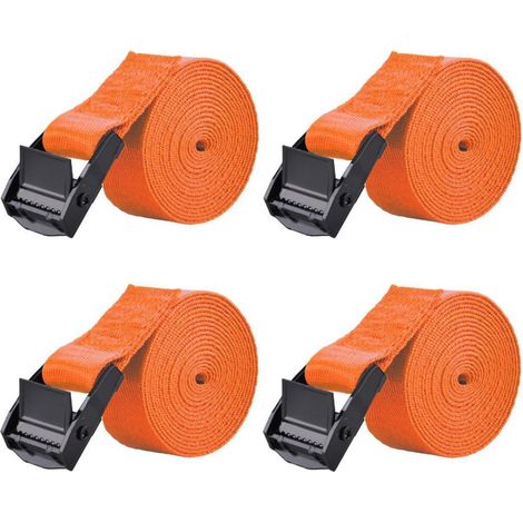 Sangles d'arrimage 4 pièces 1m, 25mm largeur, capacité de charge 200kg, Orange