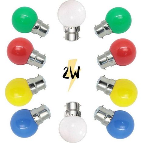 Lot de 10 ampoules pour guirlande guinguette B22 2W Multicolores (1/2)