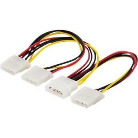 Câble D'alimentation IDE Molex - 1 Connecteur Mâle 4 Broches + 3 Femelles 4 Broches - Longueur 0,18 M - Pour Disque Dur Lecteur CD DVD