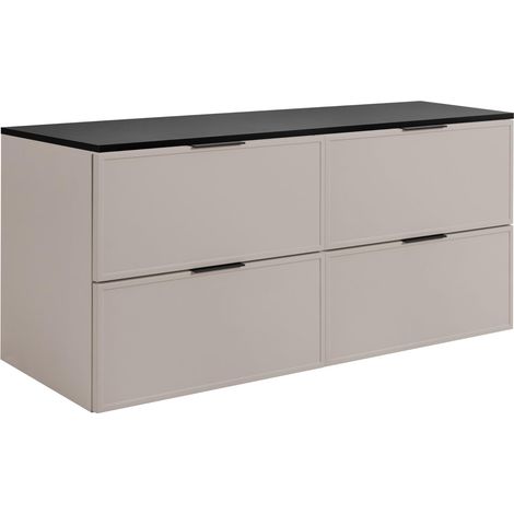 Mobiletto da bagno, Cashmere / Grigio Scuro, maniglia nera, 160 ( 2 x 80) x 46 x 57 cm (1/5)