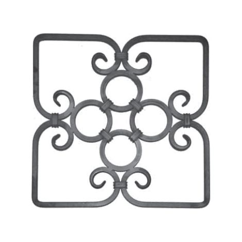 Decoro formato quadrato - Altezza 415x415mm sezione quadrata da 12mm - Ferro battuto per saldatura