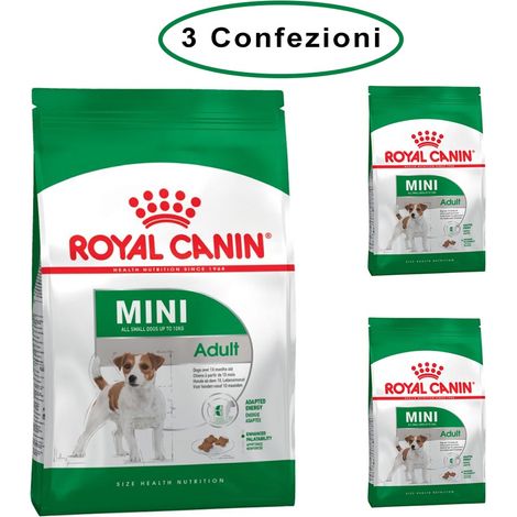 Royal canin mini adult crocchette per cani adulti 3 confezioni da 800 grammi