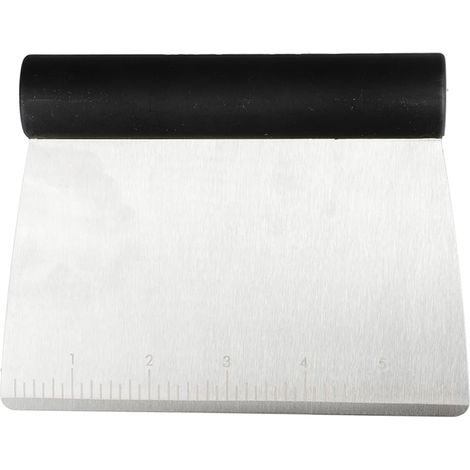 Grattoir et Coupe-Pâte en Inox et Plastique, Mesures de Cuisine Intégrées - Noir et Argent (1/5)