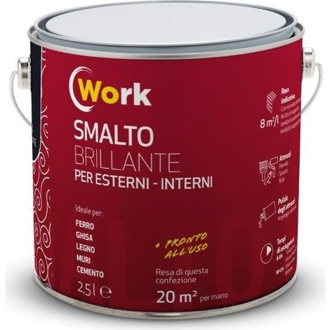 WORK SMALTO SOLVENTE 2,5LT NERO BRILLANTE