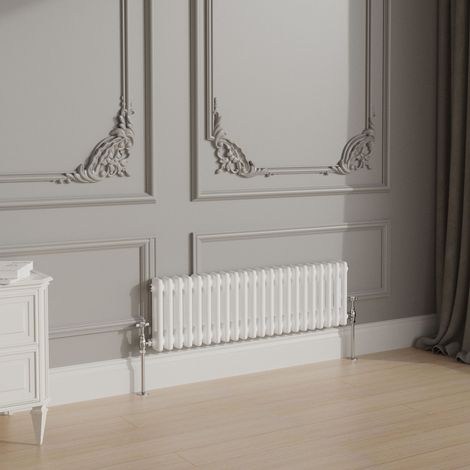 Traditional Cast Iron Style Radiator Central Heating Rads White Horizontal 2 Column 300x1010mm (1/3)