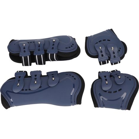 Guêtres de tendon pour cheval, réglables, ouvertes sur le devant, respirantes et protectrices, pour le saut d'obstacles, bleues, lot de 4, taille M (1/5)