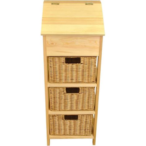 Wooden Vegetable and Potato Store with Wicker Style Baskets