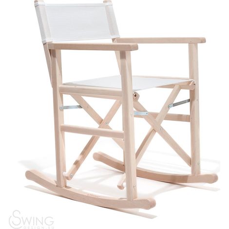 Swing Bianco sedia seduta dondolo regista playa capri legno tessuto colorata di design made in Italy (1/2)