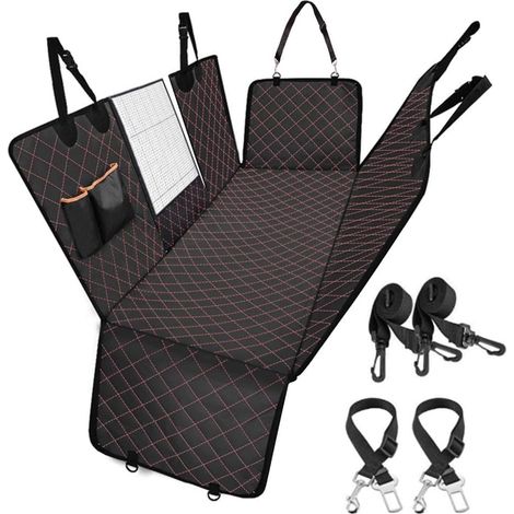 Fundas para asientos de coche para perros, con ventana de visualización y dos cinturones de seguridad, impermeables, antideslizantes y resistentes al desgarro, para coches y SUV universales. (1/4)