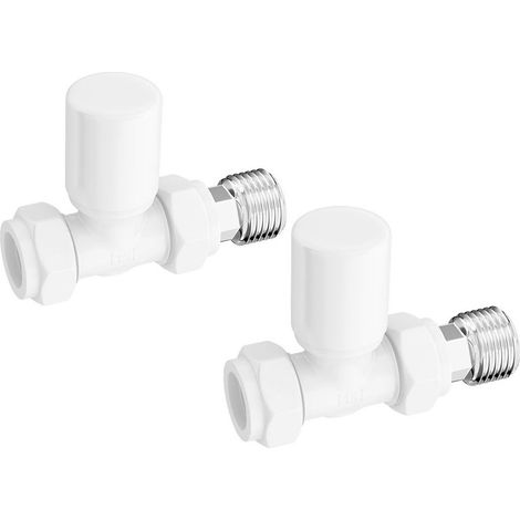 Signature Patterned Straight Radiator Valve Pair - White
