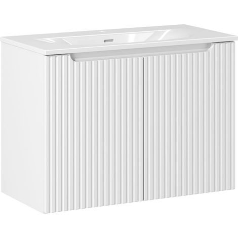 Waschtisch 80cm mit Keramikwaschbecken, weiß, NEWPORT-56-WHITE (1/5)