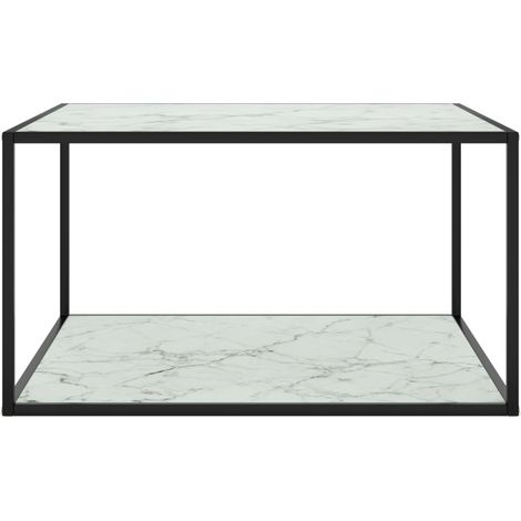 Maison Exclusive - Couchtisch Schwarz mit Weißem Glas Marmor-Opti