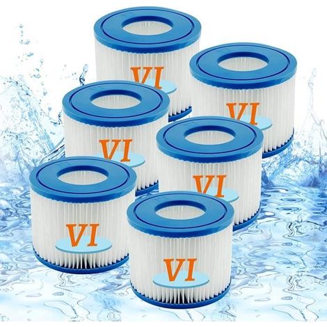 Filtre de piscine - Bestway 58323 - Lot de 6 - Type VI - Dimensions: 80x104 mm (1/4)