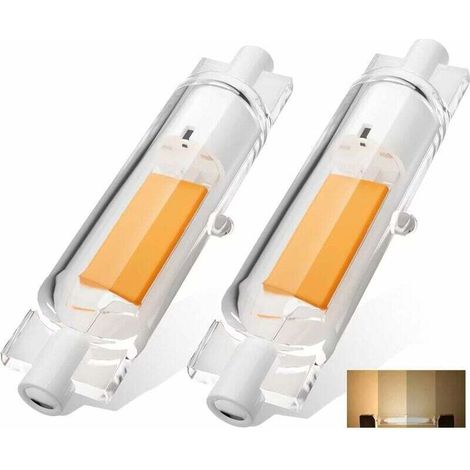 paquet de 2 Ampoule LED R7S 78 mm 10W Blanc Chaud 3000K non dimmable, ampoule LED COB mince R7S 78 mm pour lampe murale/sol (1/4)