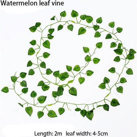 Fausses vigne de lierre artificielle,guirlande de feuilles vertes,vigne suspendue en rotin pour - Watermelon leaf-4M-2 Strings