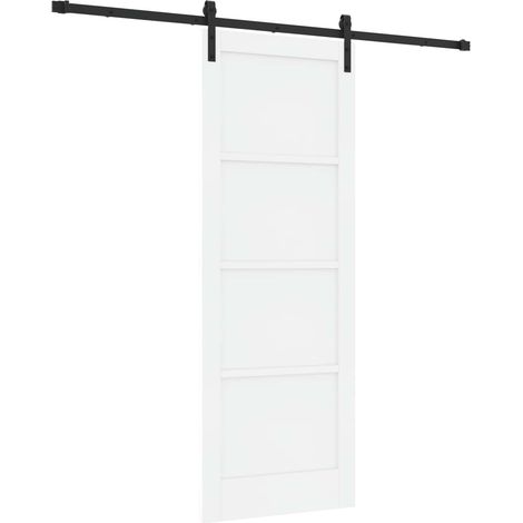 Porte coulissante 78 x 211 cm Bois d'ingénierie Blanc et noir vidaXL