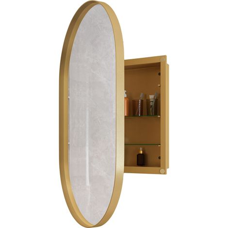 ELVMI Spiegelschrank mit 2 verstellbaren Regalböden, Wandmontage oder Einbau, Badezimmer, 95x63x18 cm (1/5)