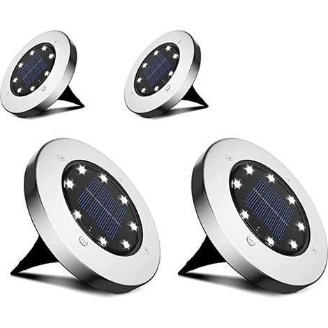 Lumière Souterraine Solaire - Led Circulaire Étanche Ip65 - Pour Jardin Allée Pelouse - Lot De 4 (1/5)