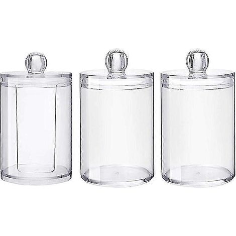 3 Stück transparente Wattebausch- und Tupferhalter mit Deckel, Spender-Aufbewahrungsdosen für Make-up-Pads, Kosmetika (1/5)