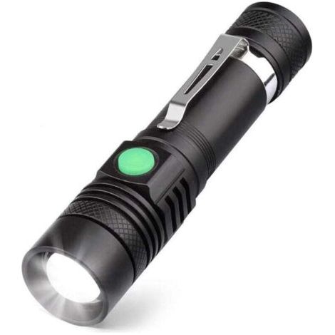 Pair Wiederaufladbare LED-Taschenlampe per USB, 600 Lumen, IP65 wasserdicht, 4 Leuchtmodi, Zoom-Taschenlampe für Haushalt, Camping, Wandern und Notfallsituationen (Batterie enthalten)