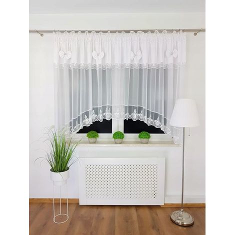 Tenda pronta all'uso 400x160 cm con fiocchi bianchi e ricami (1/5)