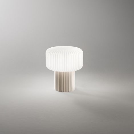 Lumetto Moderno Otty Ceramica Grigio Chiaro Vetro 1 Luce G9 Ip20