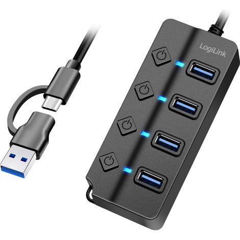 USB 3.2 Gen1 Hub mit 4 USB-Anschlüssen – LogiLink – Schnelle Datenübertragung, kompakt (1/5)