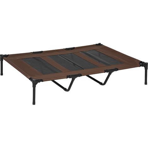 Lit surélevé XXL pour chien et chat, canapé animal en tissu marron clair, 122 x 92 x 23 cm, couchage confortable pour grand chien (1/5)