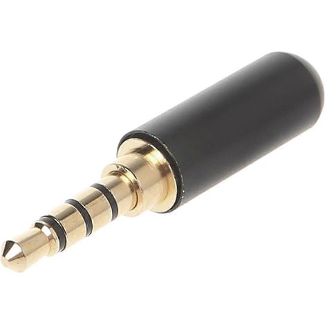 Fiche jack mâle 3,5 mm à 4 pôles avec prise soudée, adaptateur audio de réparation 1/8 pouce, utilisé pour la réparation de casques/microphones, noir. (1/5)