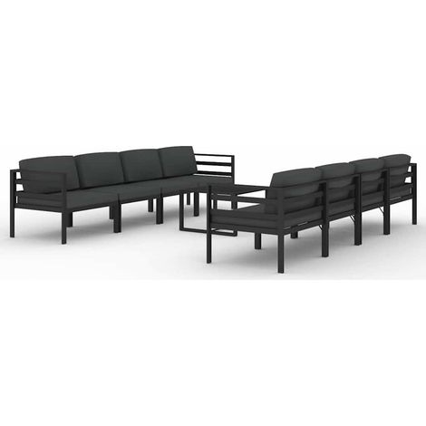 Maison Exclusive - Set muebles de jardín 9 pzas y cojines alumini (1/5)