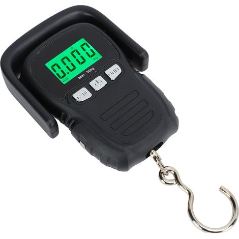 Balance électronique portable à suspension numérique, portée 50 kg, étanche, avec manille en acier inoxydable, crochet en S et boîtier en plastique. (1/5)