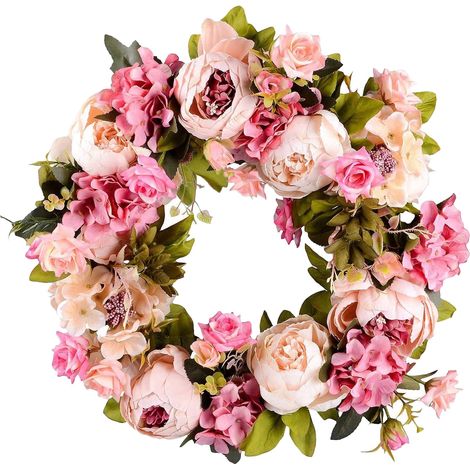 Guirlande De Pivoines Artificielles - 40 Cm - Pour Porte Extérieure Mur Intérieur Décoration De Mariage Fête Printemps - 1 Pièce (1/5)