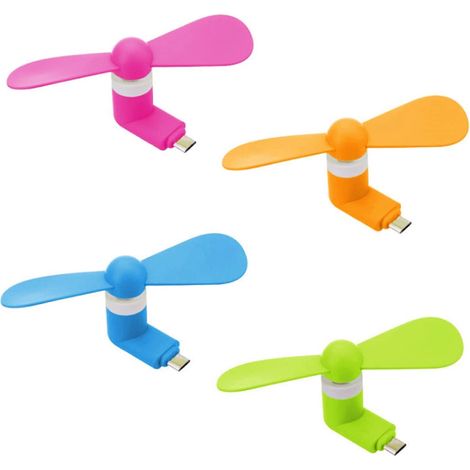 Lot de 4 mini ventilateurs USB-C pour téléphone, ventilateurs de poche portables et personnels, compatibles avec les téléphones Android Type-C, silencieux et légers, parfaits pour les voyages et les a (1/5)