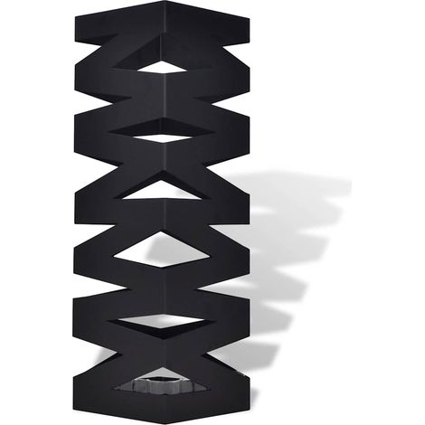 vidaXL Paragüero cuadrado soporte para bastones de acero negro 48,5 cm (1/2)