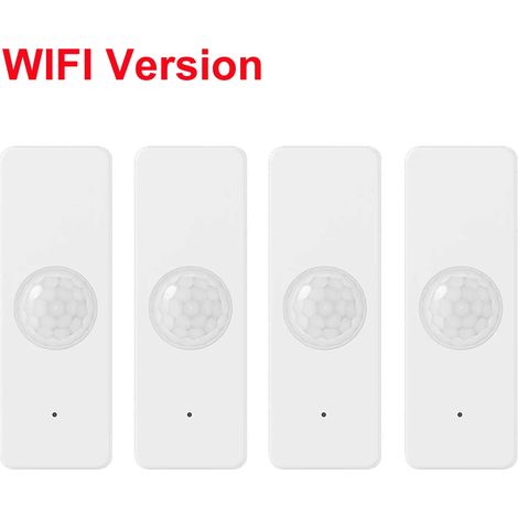 (Lot de 4, version WiFi) Capteurs infrarouges PIR pour la détection de présence humaine, sécurité de la maison connectée, compatibles avec Alexa et Google Home (1/5)